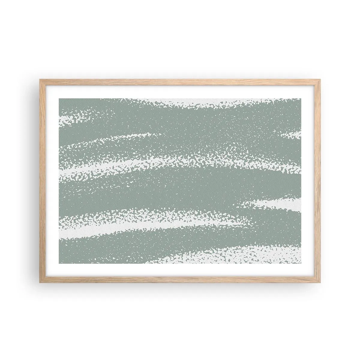 Poster in einem Rahmen aus heller Eiche - Abstraktion im Winterklima - 70x50 cm