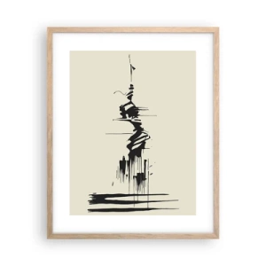 Poster in einem Rahmen aus heller Eiche - Hastige Abstraktion - 40x50 cm