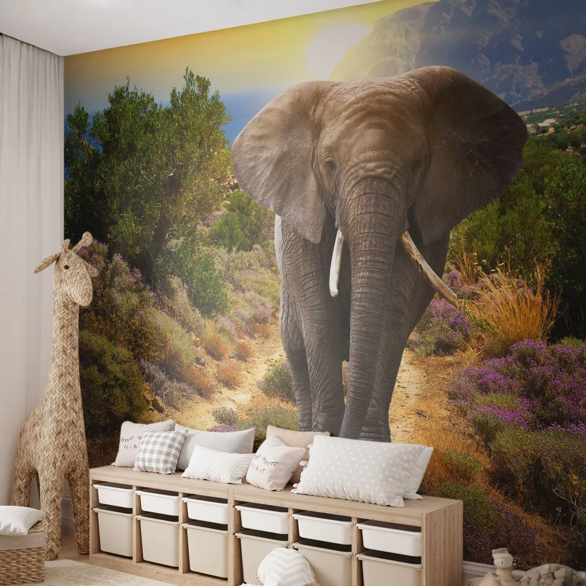 Selbstklebende Fototapete Deluxe Sticker - So sah Eden aus - Tiere, Elefant, Safari - 200x140 cm