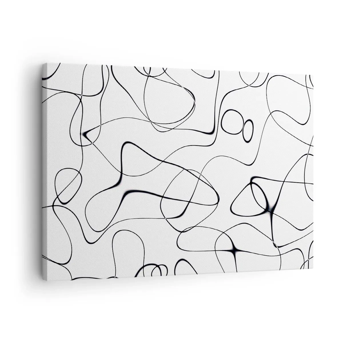 Bild auf Leinwand - Leinwandbild - Abstrakte schwarze Linien auf weißem Hintergrund im minimalistischen Stil - 70x50cm - Lebenswege, Wechselfälle - Moderne Wanddekoration für Wohnzimmer und Schlafzimmer ARTTOR