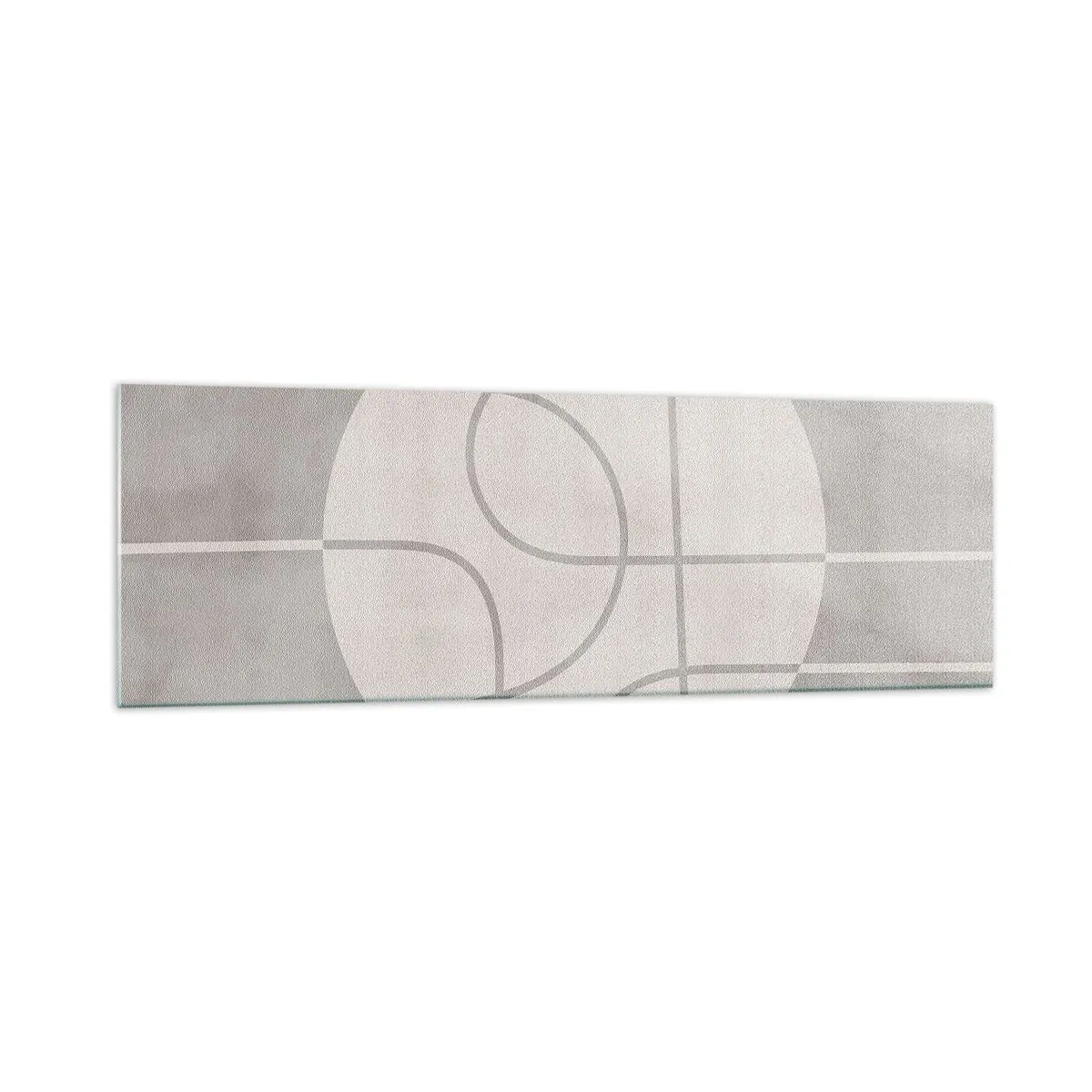 Glasbild - Bild auf glas - Geometrisches Muster in Grau- und Weißtönen - 160x50cm - Kreisförmig und geradeaus - Moderne Wanddekoration für Wohnzimmer und Schlafzimmer ARTTOR