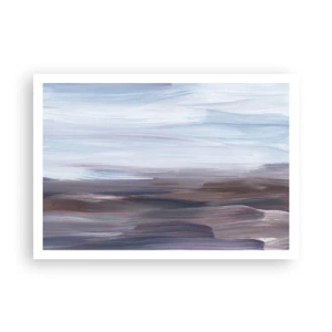 Poster - Eine subtile Abstraktion mit zarten Strichen in Pastelltönen. - 100x70cm - Elemente: Wasser - Moderne Wanddekoration für Wohnzimmer und Schlafzimmer ARTTOR