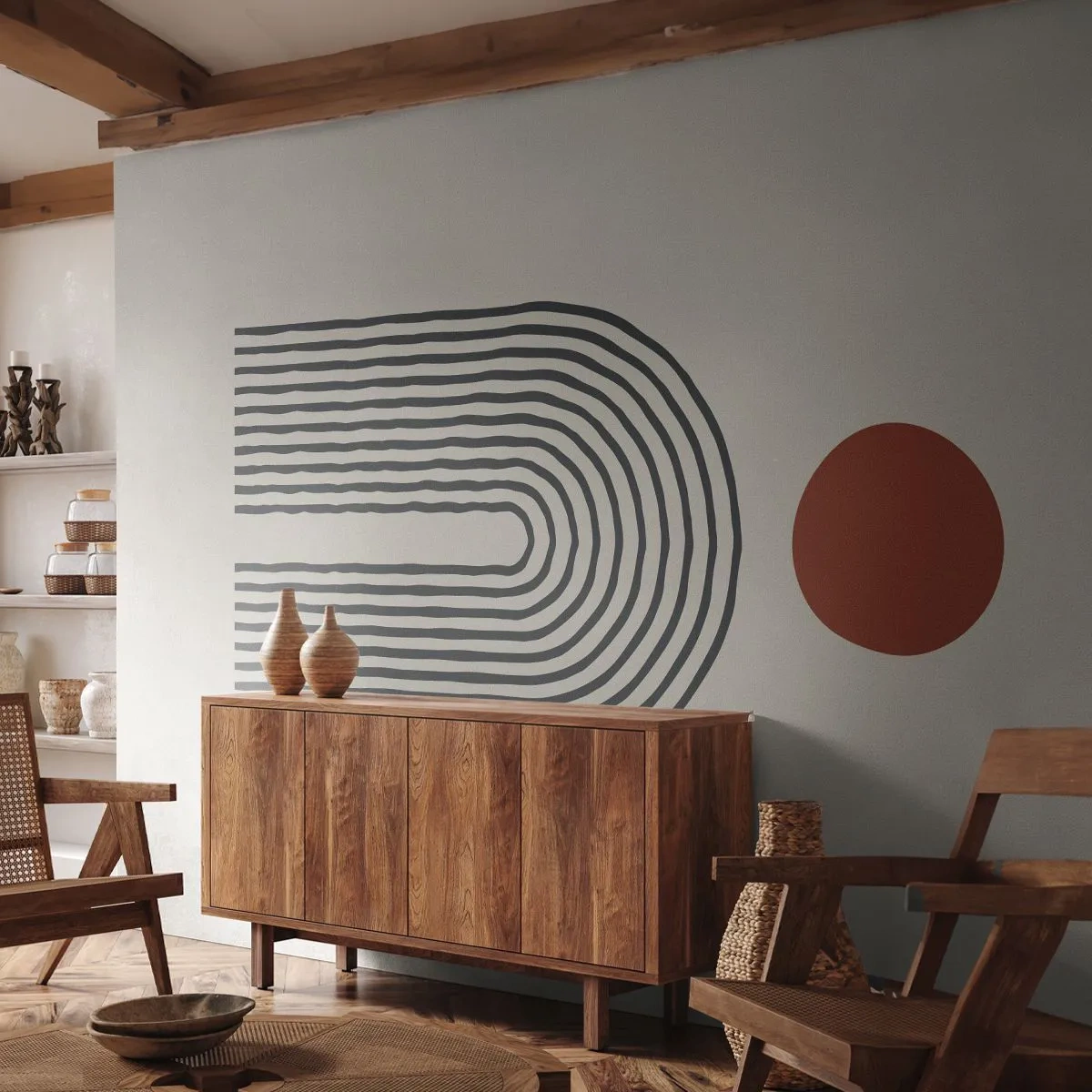 Fototapete Standard Eco - Magnetismus von Formen und Farben - Abstraktion, Grafik, Modernes Muster - 350x256 cm