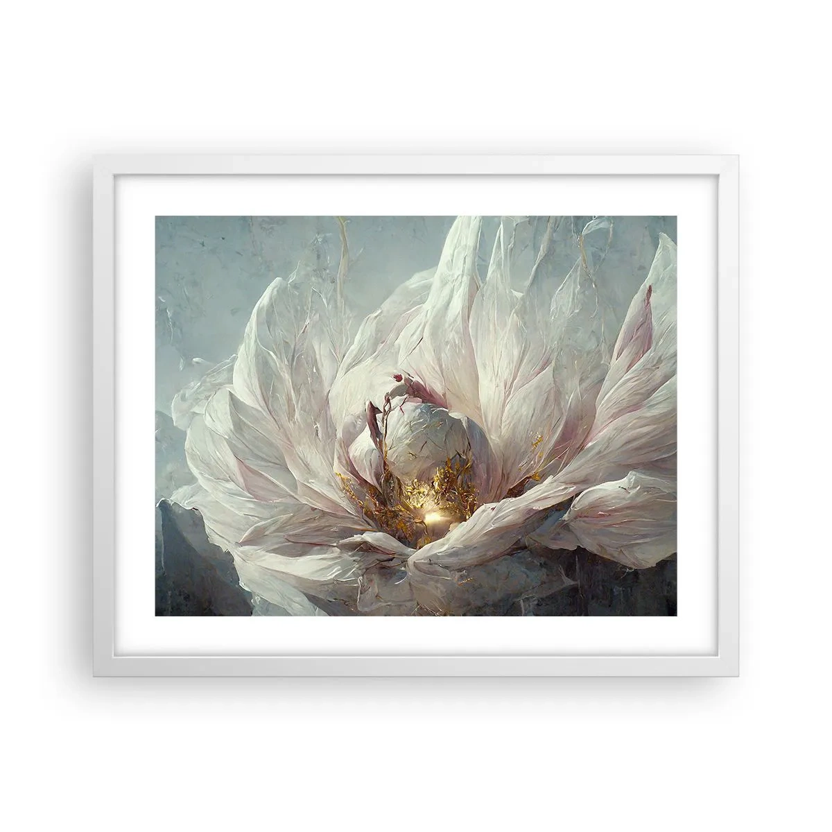 Poster in einem weißen Rahmen - Sie blüht alle hundert Jahre einmal - 50x40 cm