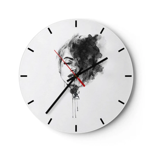 Wanduhr - Glasuhr - Wovon träumt das Mädchen - 40x40 cm