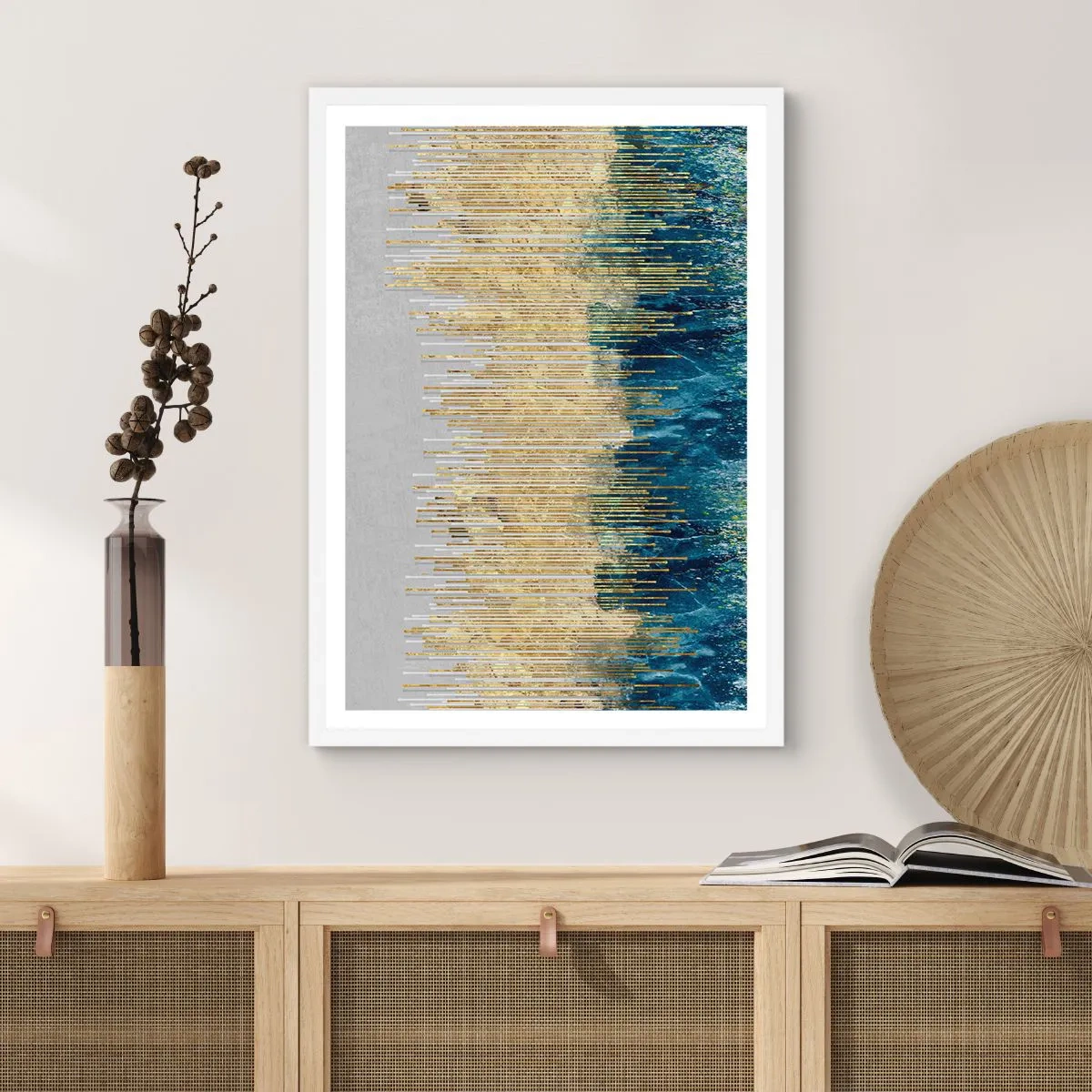 Poster in einem weißen Rahmen - Vergoldete Grenze - 50x70 cm