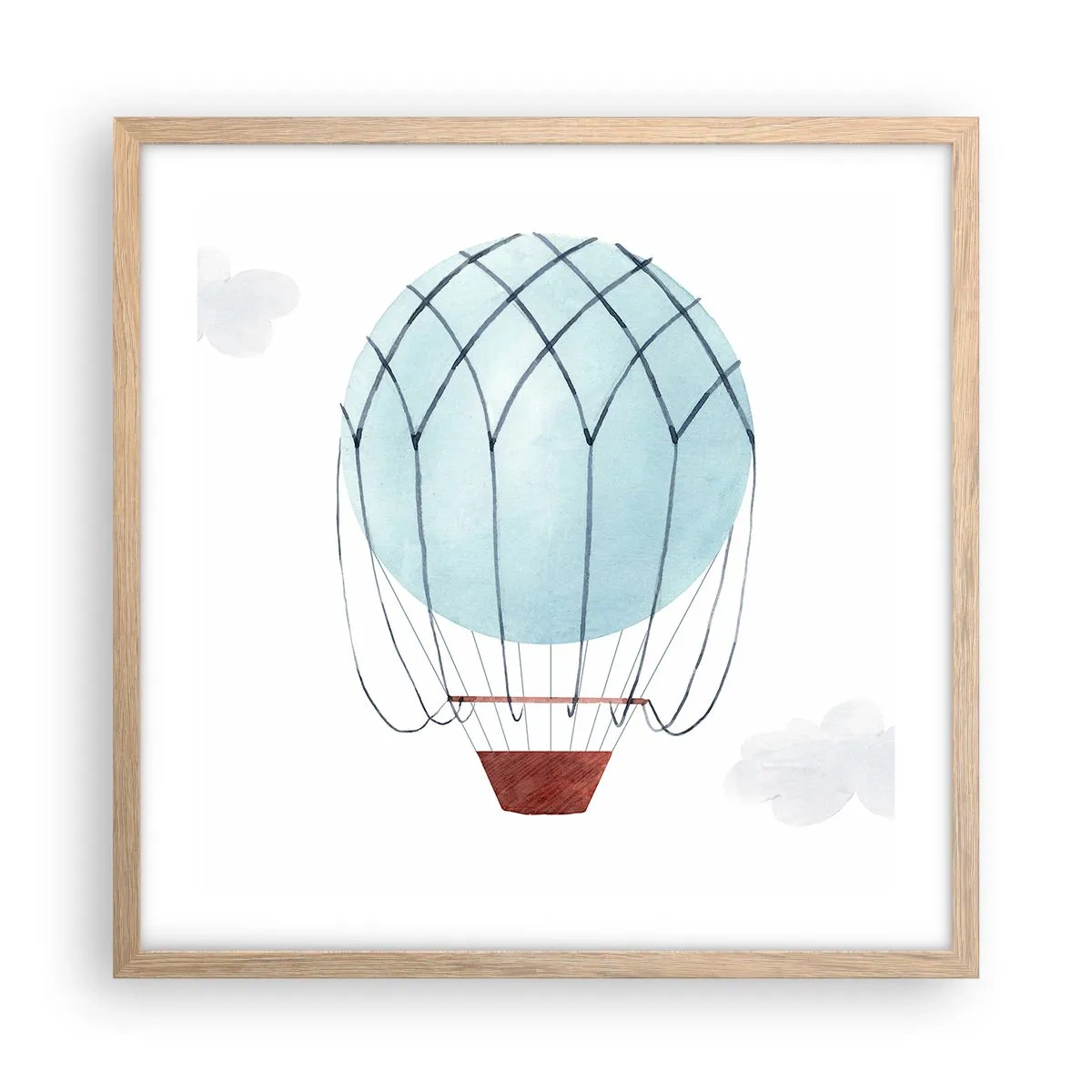 Poster in einem Rahmen aus heller Eiche - Ganz in den Wolken - 50x50 cm