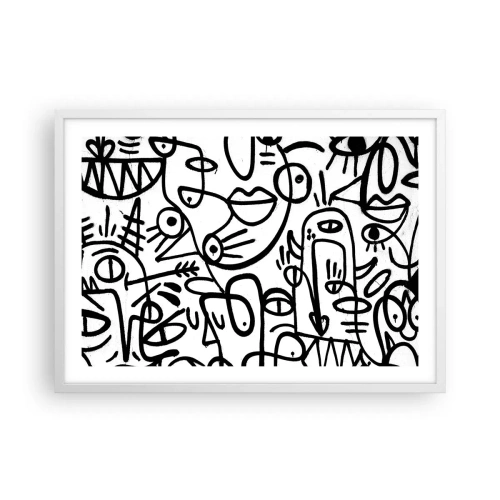 Poster in einem weißen Rahmen - Gesichter und Luftspiegelungen - 70x50 cm