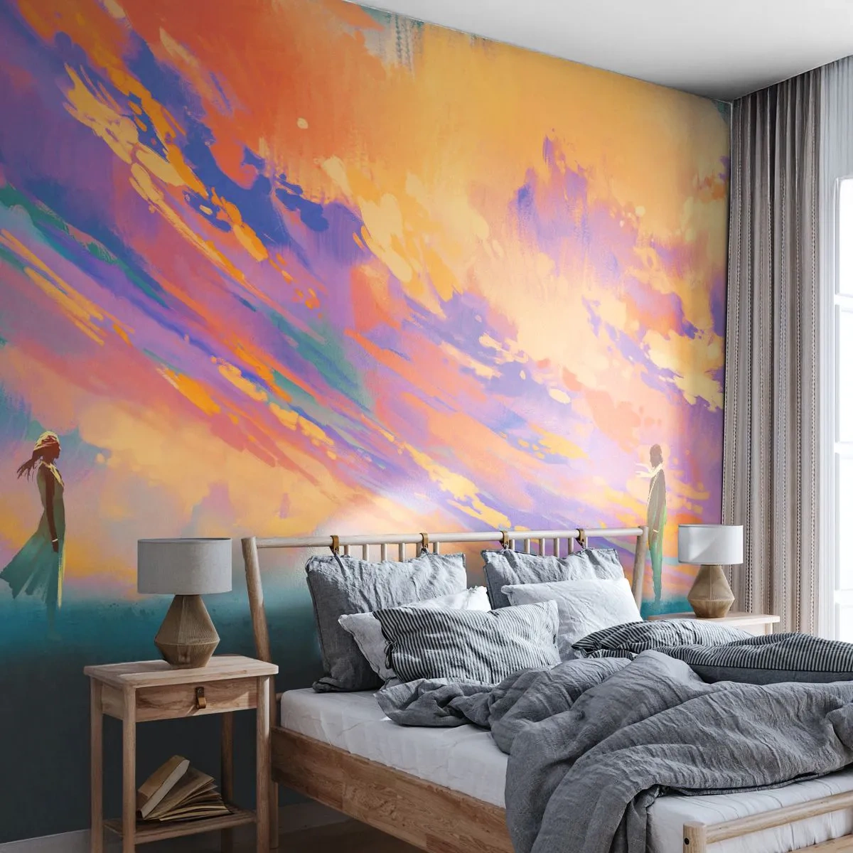 Fototapete Premium Sand - Die Anziehungskraft - Abstraktion, Frau und Mann, Stück - 350x256 cm