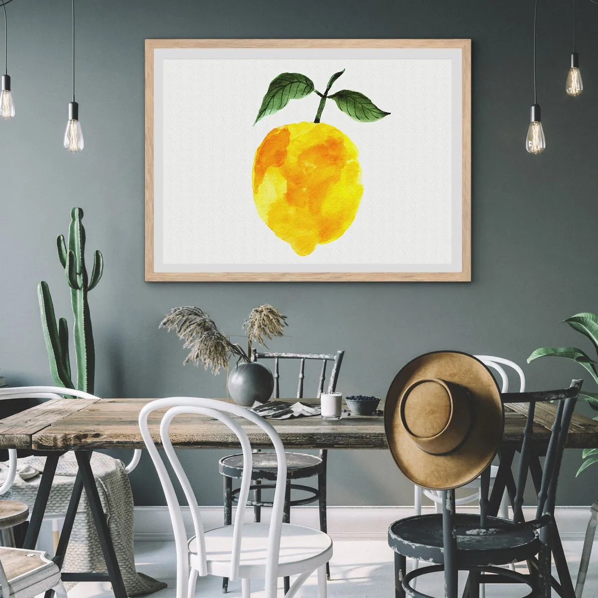 Poster in einem Rahmen aus heller Eiche - So schmeckt man die Sonne - 40x30 cm