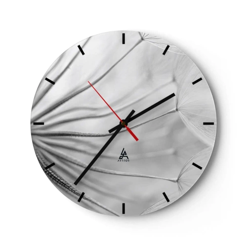 Wanduhr - Glasuhr - Nahaufnahme von zarten Löwenzahnsamen - 30x30cm - Löwenzahn, Drachen - Moderne Wanddekoration für Wohnzimmer, Küche und Schlafzimmer ARTTOR