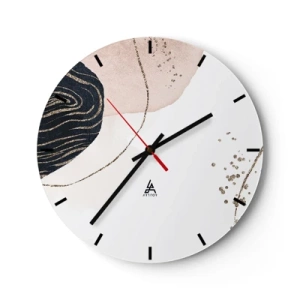 Wanduhr - Glasuhr - Abstraktes Muster mit rosa, schwarzen und goldenen Akzenten - 30x30cm - Alles fließt - Moderne Wanddekoration für Wohnzimmer, Küche und Schlafzimmer ARTTOR