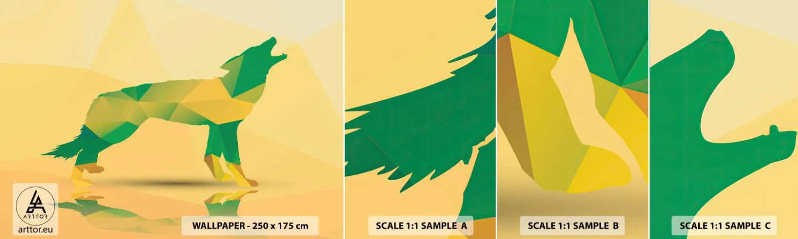 Fototapeten Muster Selbstklebend Deluxe Sticker - Ein einsamer Wolf - Tiere, Wolf, Geometrische Figur - 100x30 cm