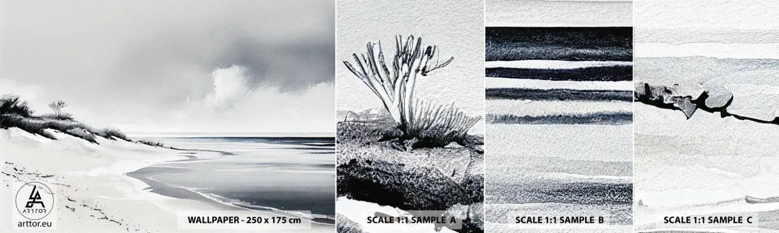 Fototapeten Muster Selbstklebend Deluxe Sticker - Für immer zusammen - Dünen, Strand, Ozean - 100x30 cm