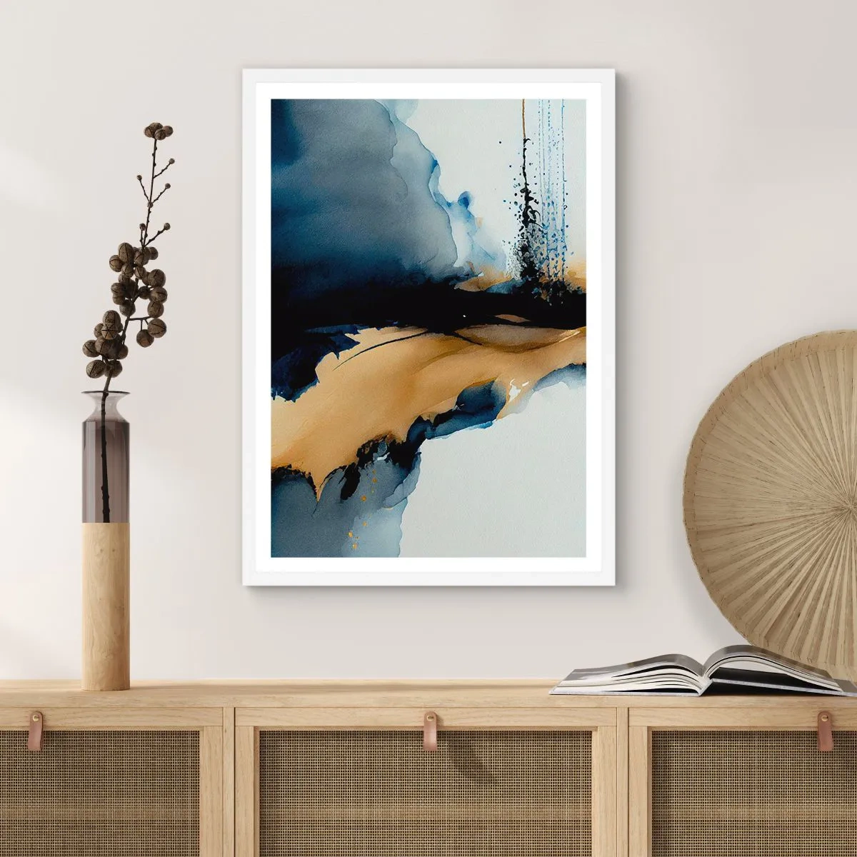 Poster in einem weißen Rahmen - Hinter dem Vorhang - 40x50 cm