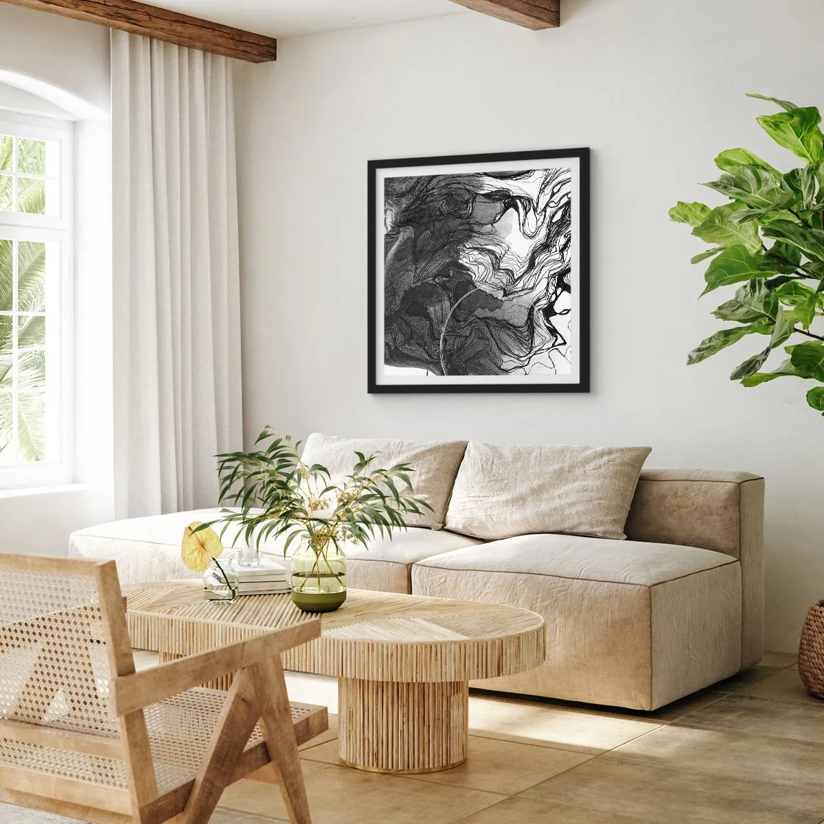 Poster in einem schwarzem Rahmen - Verstrickt in Träume - 40x40 cm