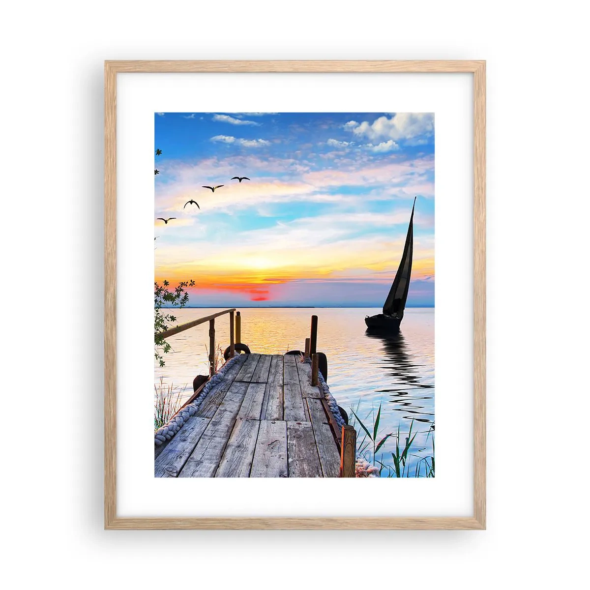 Poster in einem Rahmen aus heller Eiche - Guten Abend - 40x50 cm