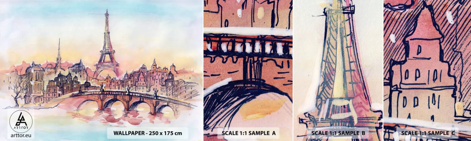 Fototapeten Muster Selbstklebend Deluxe Sticker - Die einzige Stadt dieser Art auf der Welt - Stadt, Eiffelturm, Paris - 100x30 cm