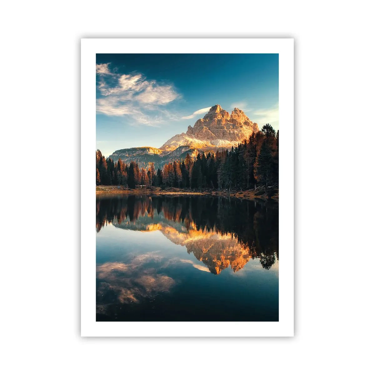 Poster - Ein Berggipfel spiegelt sich in einem ruhigen See - 50x70cm - Doppelte Landschaft - Moderne Wanddekoration für Wohnzimmer und Schlafzimmer ARTTOR