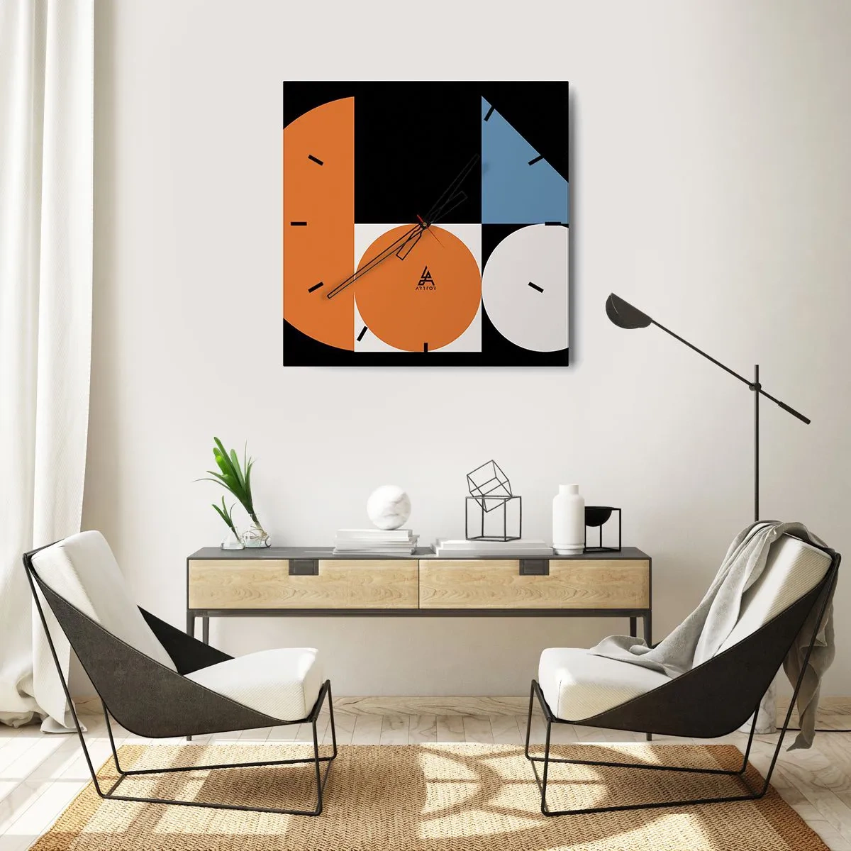 Wanduhr - Glasuhr - Bebilderte Anordnung - 40x40 cm