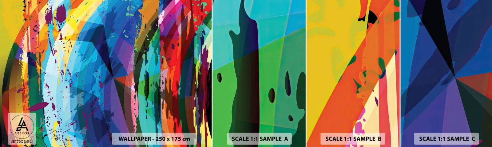 Fototapeten Muster Selbstklebend Deluxe Sticker - Farbenfroher Schwindel - Abstraktion, Stück, Moderne Kunst - 100x30 cm