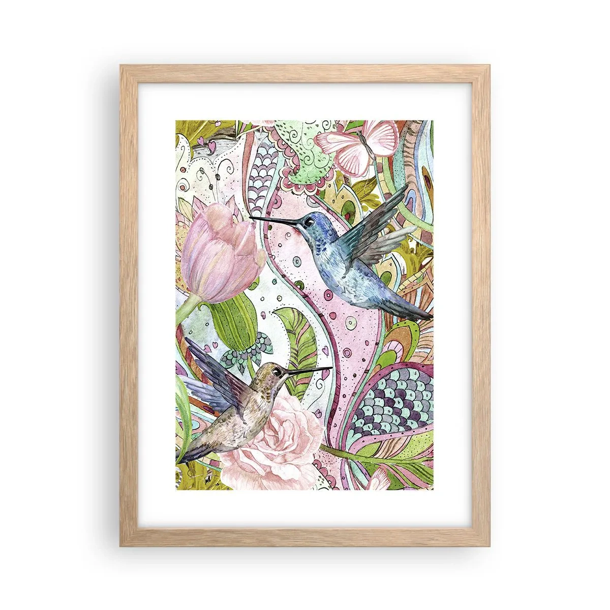 Poster in einem Rahmen aus heller Eiche - Verstrickt in Weinreben - 30x40 cm
