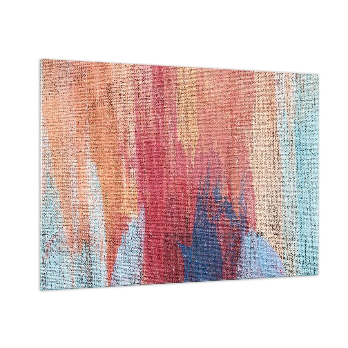 Glasbild - Bild auf glas - Bunte Farbschlieren auf der Leinwandstruktur - 100x70cm - Renne den Regenbogen hinunter - Moderne Wanddekoration für Wohnzimmer und Schlafzimmer ARTTOR