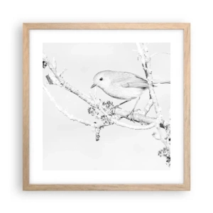 Poster in einem Rahmen aus heller Eiche - Wintermorgen - 40x40 cm