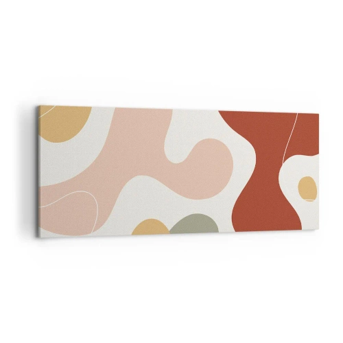 Bild auf Leinwand - Leinwandbild - Eine abstrakte Komposition in Pastelltönen mit dynamischen Formen. - 120x50cm - Kringel oder Schnörkel? - Moderne Wanddekoration für Wohnzimmer und Schlafzimmer ARTTOR