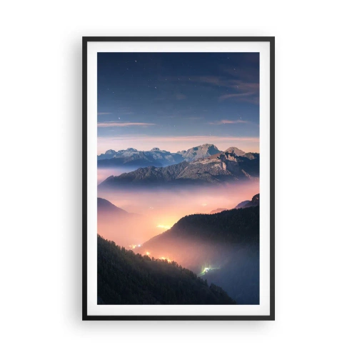 Poster in einem schwarzem Rahmen - Licht in den Tälern - 61x91 cm