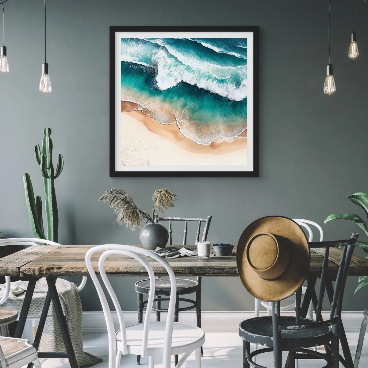 Poster in einem schwarzem Rahmen - Das ewige Treffen - 40x40 cm