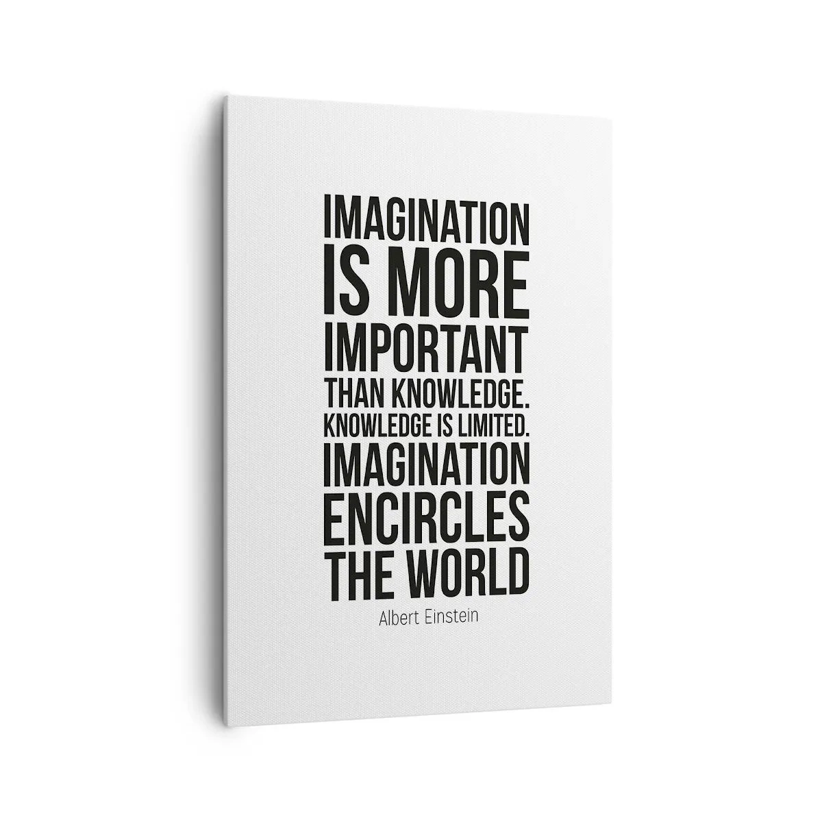 Bild auf Leinwand - Leinwandbild - Inspirierendes Zitat auf weißem Hintergrund in schwarzer Schrift - 70x100cm - Einstein über die Kraft der Vorstellungskraft - Moderne Wanddekoration für Wohnzimmer und Schlafzimmer ARTTOR