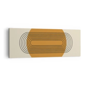 Bild auf Leinwand - Leinwandbild - Geometrisches Muster mit orangefarbenen Kreisen und Linien - 140x50cm - Perfekter Plan - Moderne Wanddekoration für Wohnzimmer und Schlafzimmer ARTTOR