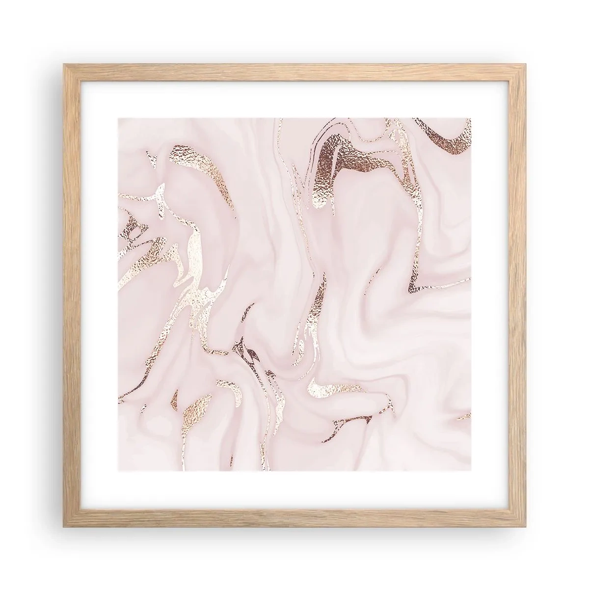 Poster in einem Rahmen aus heller Eiche - In einem rosa Schal - 40x40 cm