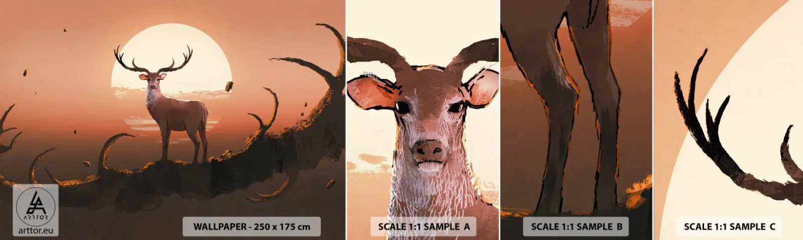 Fototapeten Muster Selbstklebend Deluxe Sticker - Diese Nacht ist anders als jede andere - Abstraktion, Reh, Stück - 100x30 cm