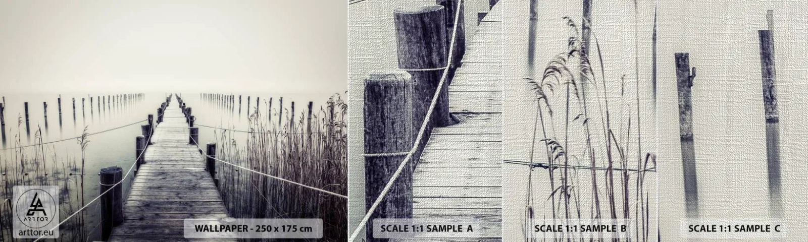 Fototapeten Muster Premium Canvas - Tauchen Sie in Ruhe ein - Brücke, See, Schweigen - 100x30 cm