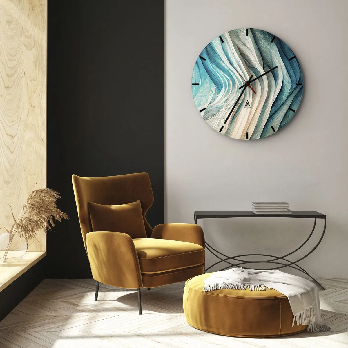 Wanduhr - Glasuhr - Blaue Unersättlichkeit - 40x40 cm