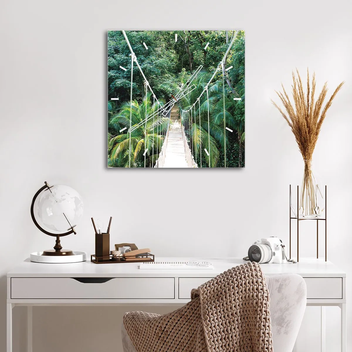 Wanduhr - Glasuhr - Willkommen im Dschungel! - 40x40 cm