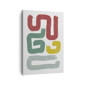 Bild auf Leinwand - Leinwandbild - Bunte geometrische Muster im abstrakten Stil - 50x70cm - In einer unbekannten Sprache - Moderne Wanddekoration für Wohnzimmer und Schlafzimmer ARTTOR