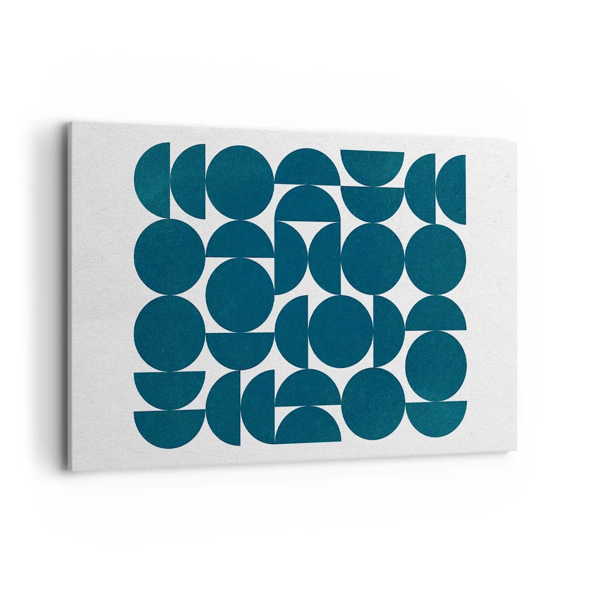 Bild auf Leinwand - Leinwandbild - Geometrische Formen in Marineblautönen auf weißem Hintergrund - 120x80cm - Kreise und Halbkreise - Moderne Wanddekoration für Wohnzimmer und Schlafzimmer ARTTOR