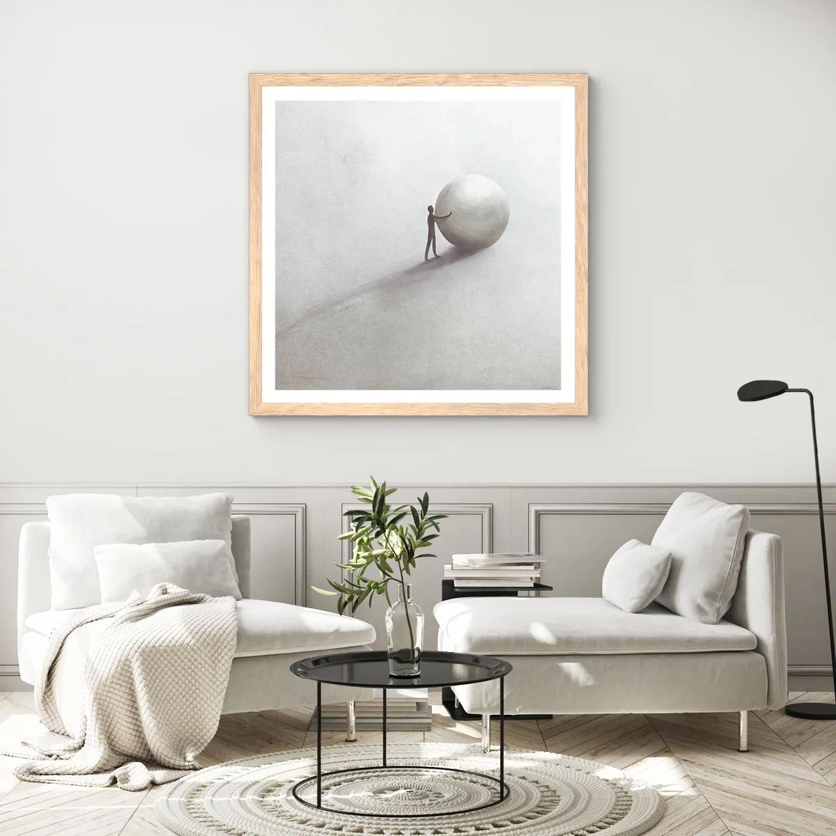 Poster in einem Rahmen aus heller Eiche - Das Spiel des Lebens - 40x40 cm