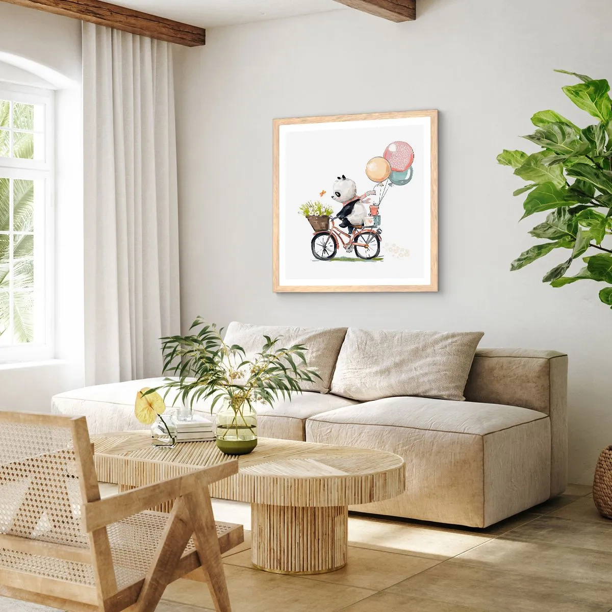 Poster in einem Rahmen aus heller Eiche - Glücklicher Tag - 30x30 cm