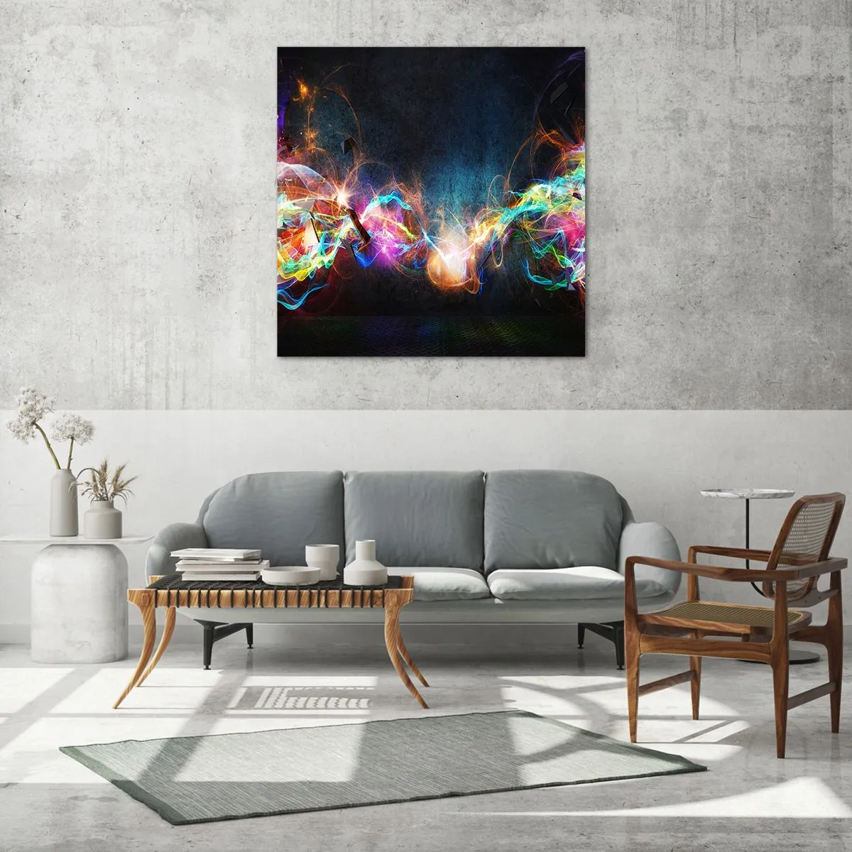 Glasbild - Bild auf glas - Freudig gegen die Dunkelheit - 60x60 cm
