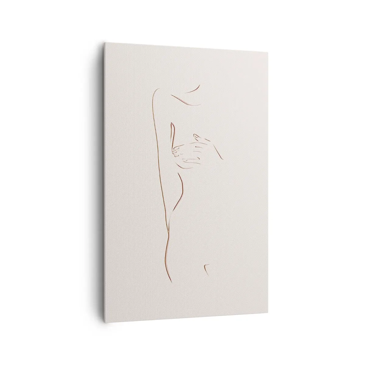 Bild auf Leinwand - Leinwandbild - Eine subtile Strichzeichnung einer Silhouette vor einem hellen Hintergrund - 80x120cm - Die Form des Verlangens - Moderne Wanddekoration für Wohnzimmer und Schlafzimmer ARTTOR