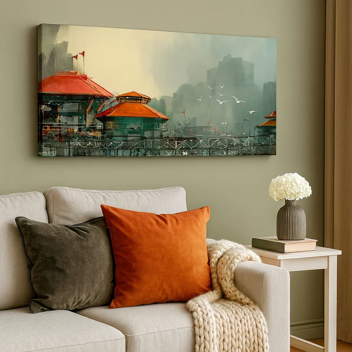 Bild auf Leinwand - Leinwandbild - Ein sonniger Tag im Hafen - 30x30 cm