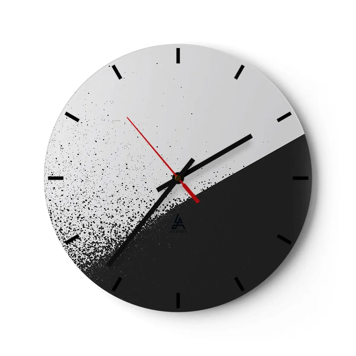 Wanduhr - Glasuhr - Geometrische Komposition in kontrastierendem Schwarz und Weiß - 30x30cm - Immer schneller, immer mehr - Moderne Wanddekoration für Wohnzimmer, Küche und Schlafzimmer ARTTOR