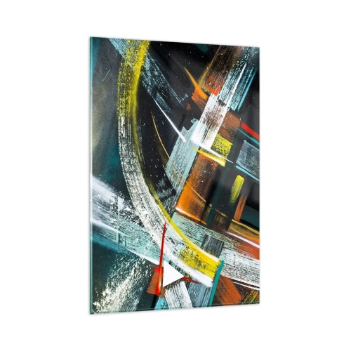 Glasbild - Bild auf glas - Bunte abstrakte Pinselstriche - 80x120cm - Energie der Bewegung - Moderne Wanddekoration für Wohnzimmer und Schlafzimmer ARTTOR