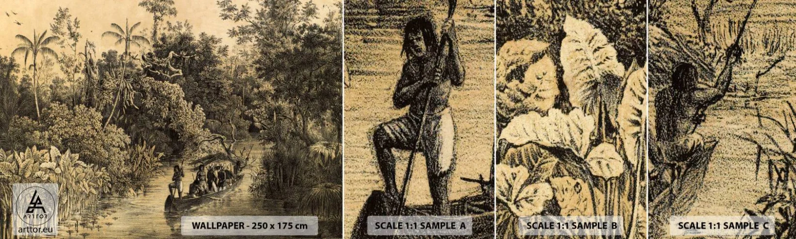 Fototapetenmuster Standard Eco - Expedition zur Quelle - Dschungel, Amazonien, Tropen - 100x30 cm