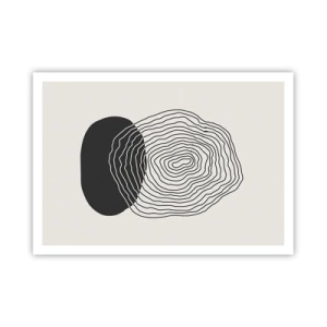 Poster - Abstraktes Muster mit Linien und Formen in Schwarz und Weiß - 100x70cm - Dauer und Schwingung - Moderne Wanddekoration für Wohnzimmer und Schlafzimmer ARTTOR