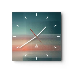 Wanduhr - Glasuhr - Ein Sonnenuntergang in Pastelltönen über einem ruhigen Horizont - 30x30cm - Abstraktion: Lichtwellen - Moderne Wanddekoration für Wohnzimmer und Schlafzimmer ARTTOR